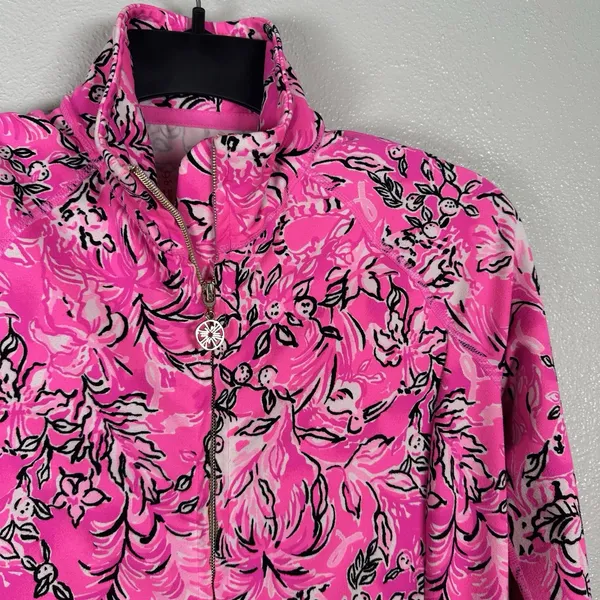 Lilly Pulitzer Luxletic Serena Jacket Womens XS Plumeria Pink UPF 50+ Full Zip - Image 2