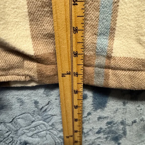 1919 | HFX Plaid Wool Blend Flannel Shacket Shirt Jacket Tan Blue Small‎ - Image 4