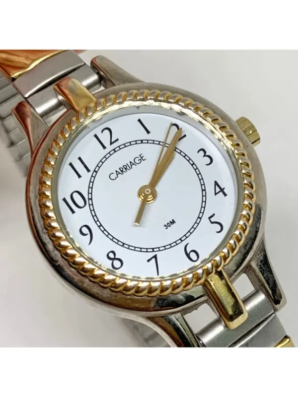 Carriage by timex women’s silver gold tone quartz analog watch 24mm running - Image 3