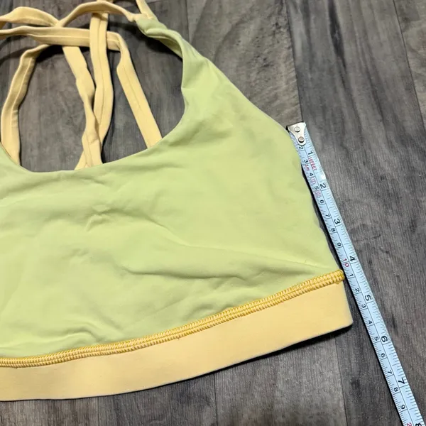 Lululemon Energy Bra Butter Yellow Strappy Cross Back Gym Sports Bra 4 - Image 4