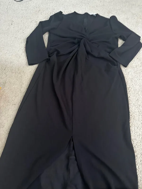 PRETTYGARDEN Women's Spring Fall Fashion Long Puff Sleeve Maxi Dresses V Neck Twist Front Formal Dress with Slit - Image 10