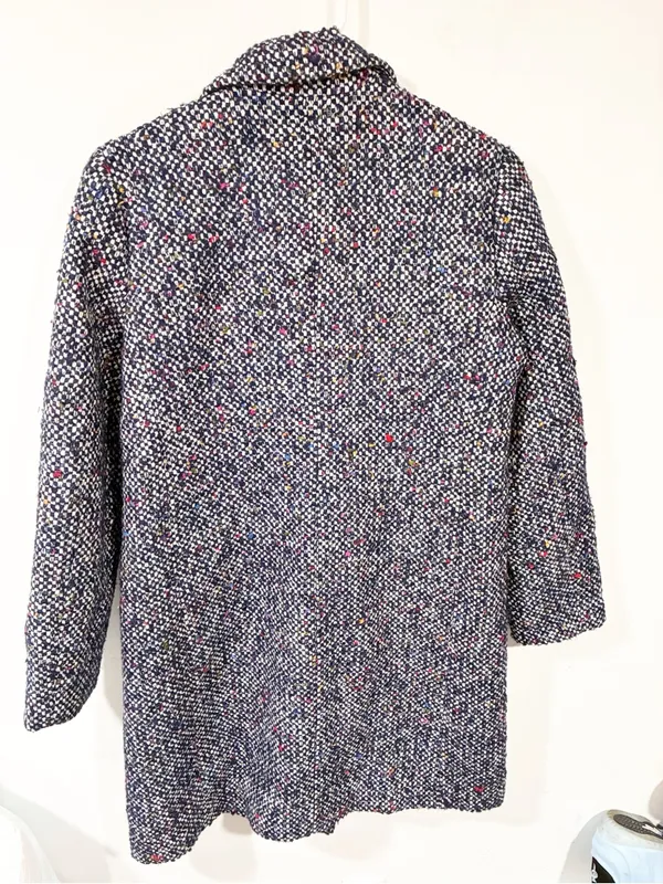 JCrew Daphne Italian Tweed Navy Coat Wool Blend Size 4 - Image 5