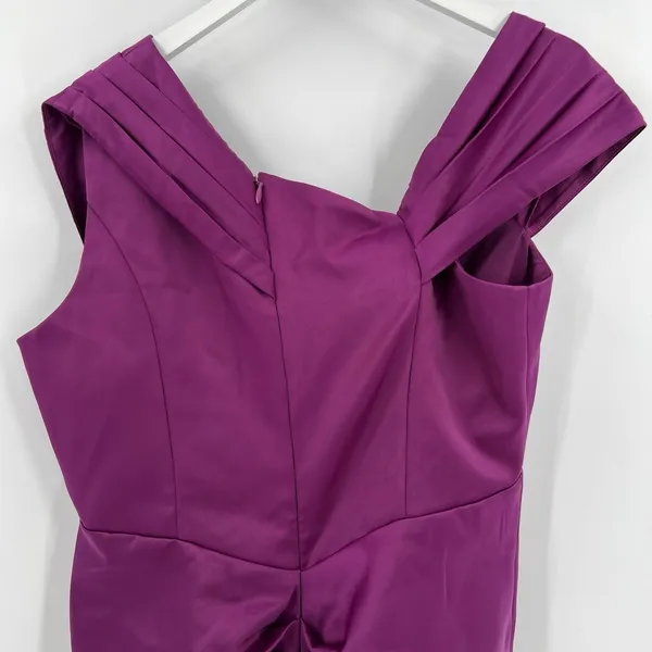 Lavish Alice Mya Midi‎ Dress Size 14 Off Shoulder Cocktail Satin Ruched Purple - Image 8