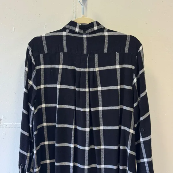 Donna Karan Sleepwear Black White Plaid Button Down Tunic Nightshirt Medium - Image 5