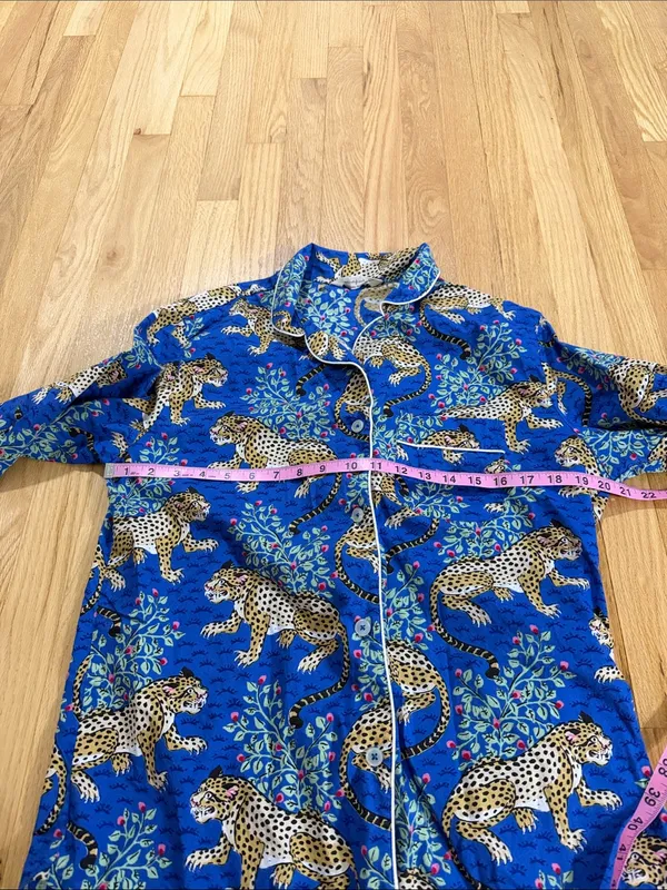 Printfresh Bagheera Leopard Print Blue Organic Cotton Pajama Top Sz M - Image 3
