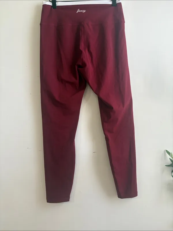 Fancy Burgundy Cropped Sports Bra with leggings - Image 5