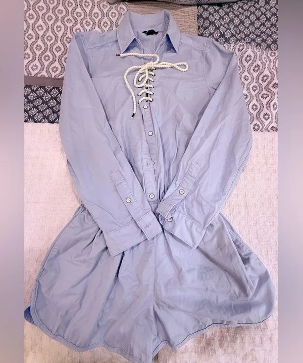 Victoria's Secret Light Blue Shirt Dress Romper, size 10 NWOT! - Image 8