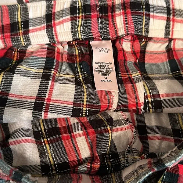 Victoria’s Secret Women's Plaid Pajama PJ Pants Medium Red Black - Image 12