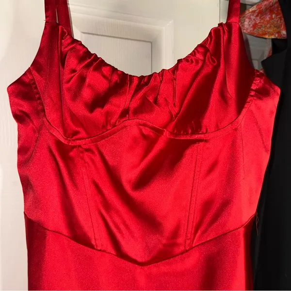 Sky to Moon - NWOT Red Satin Chemise Dress - Size Large - Image 3