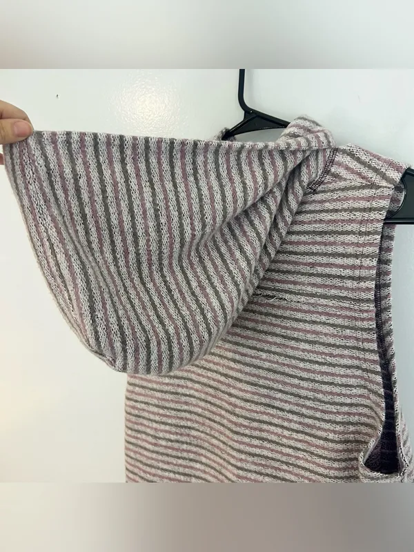 Free People Striped Sleevless Terry Cloth Hooded Plum/Mauve Sweater vest/top XS - Image 8