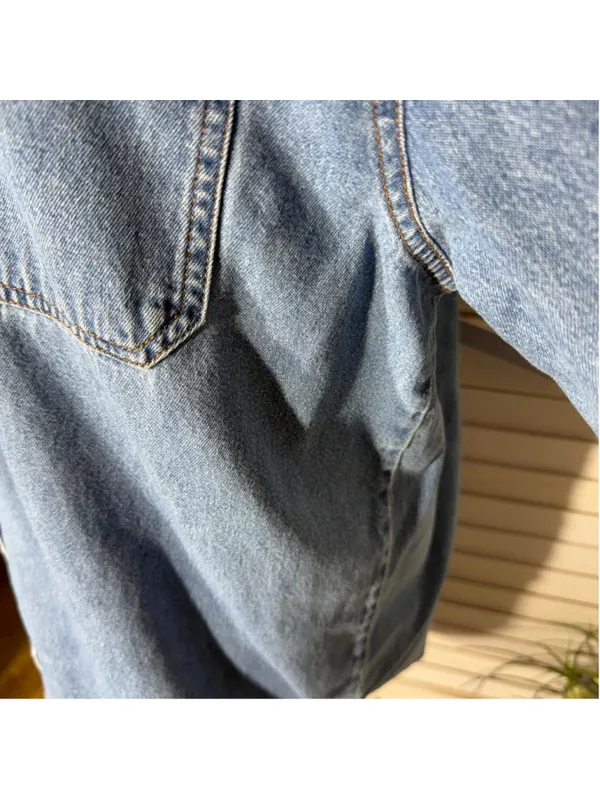 Vintage 90s Bill Blass women's denim shirt blue cotton Western grunge cottage M - Image 9