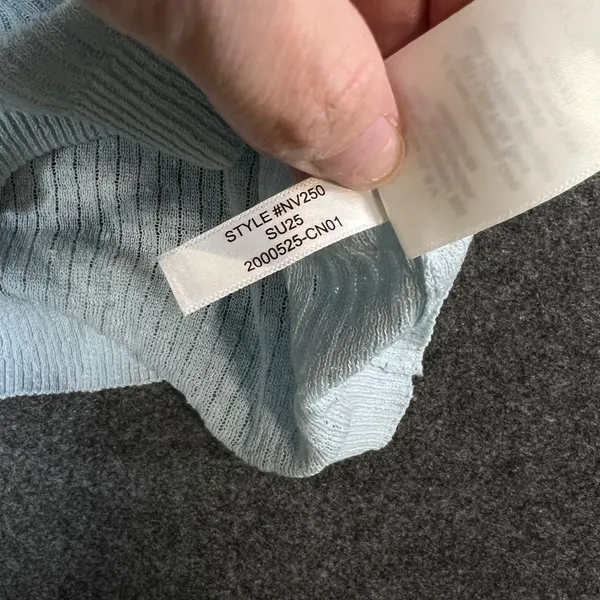 Madewell Womens Light Blue Linen Blend Ribbed Short Sleeve Polo Sweater Size M - Image 11