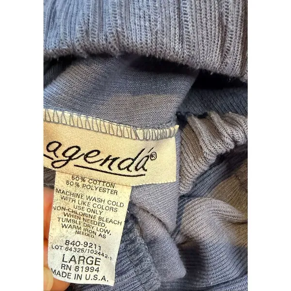 Jagenda Blue Cotton Blend Lounge Pants Women Size L USA Made - Image 3