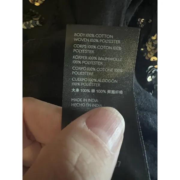 Anthropologie Black & Gold Sequined Peplum Peasant Top Balloon Sleeves M Party - Image 7