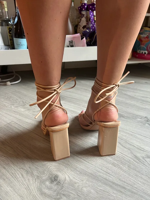 Pretty Little Thing Strappy Nude Heels - Image 3