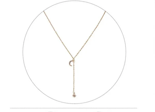 Sun Moon Gold Choker Y-Drop Necklace Celestial New - Image 4