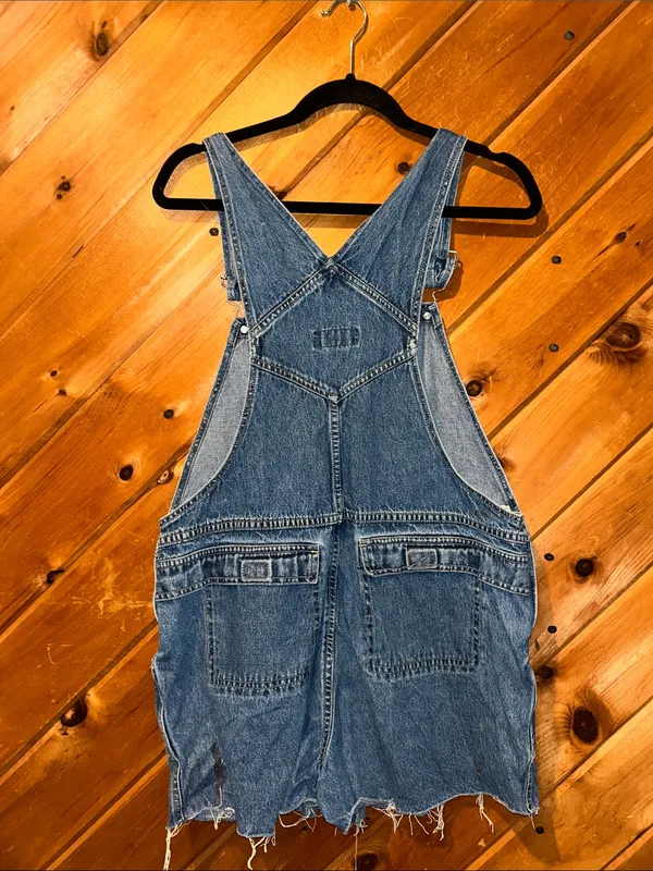90s Xhilaration raw hem denim short overalls - Image 4
