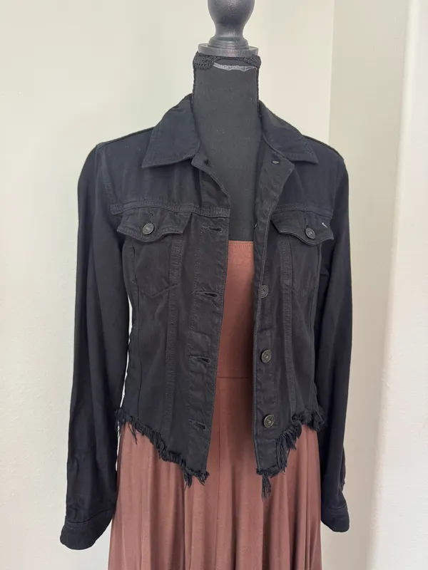 Hidden Los Angeles Black Denim Raw Hem Jacket Size Small - Image 15