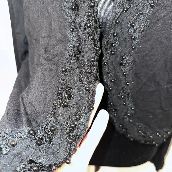 Vintage Black Beaded Long Sleeve Bolero cardigan size xl - Image 4