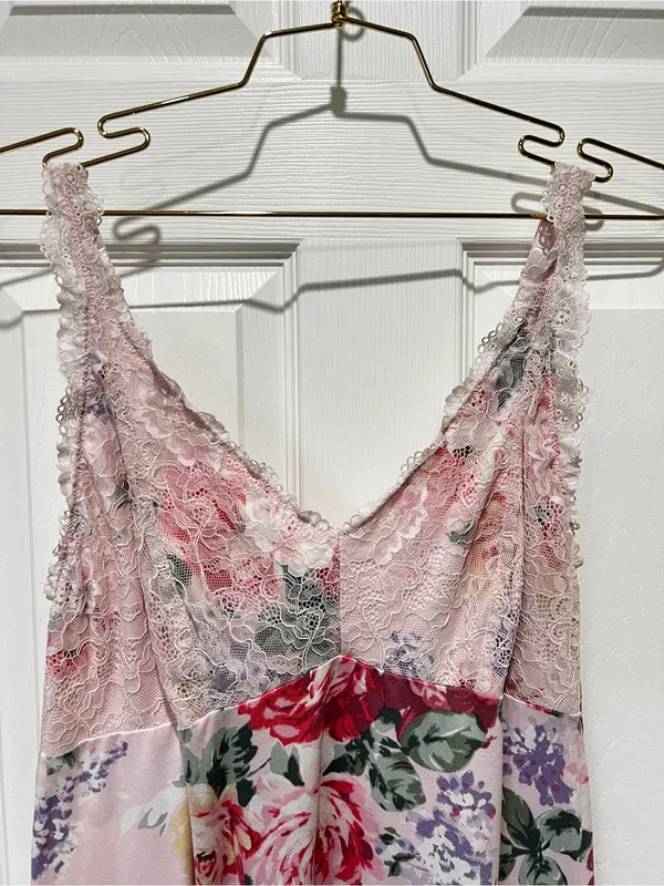 Flora Nikrooz Chemise Slip Nightgown Pajama Dress Size XL Pink Floral Lace - Image 6