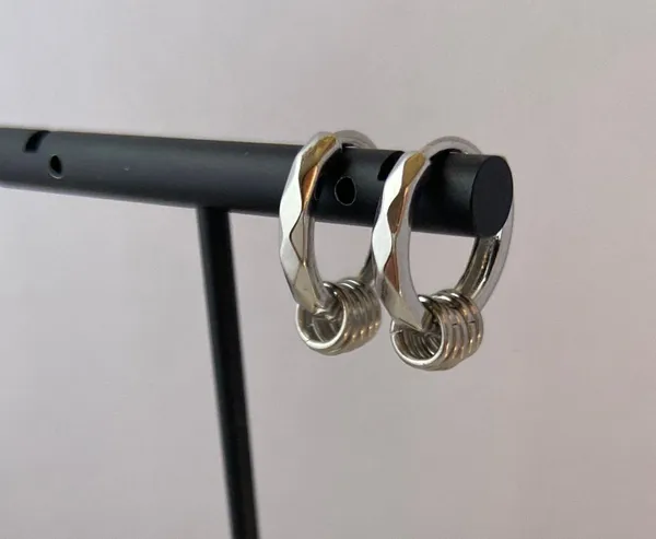 925 Silver Plated Small Hoop Earrings for Men Women,Silver Hoop Earrings,Punk Hip Hop Earrings - Image 6
