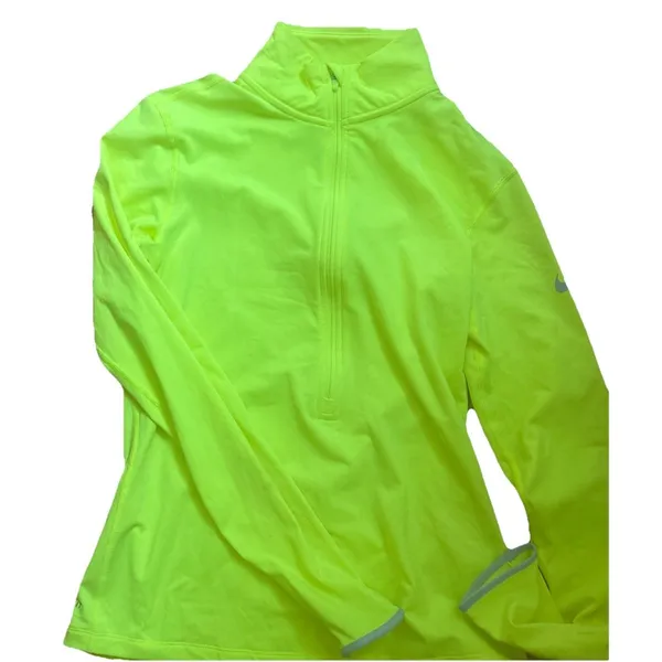 Nike Pro Dri-FIT Half Zip Pullover Neon Yellow Women’s Sz M Run Outdoor Sport - Image 8