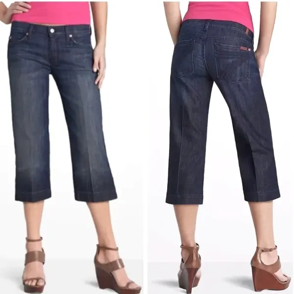 7 For All Mankind 7FAMK Dojo Crop Jeans Medium Wash Size 27 - Image 14