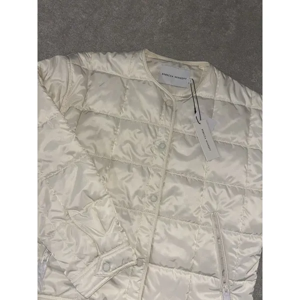 Rebecca Minkoff‎ quilted puffer jacket white medium NWT msrp $228 - Image 2