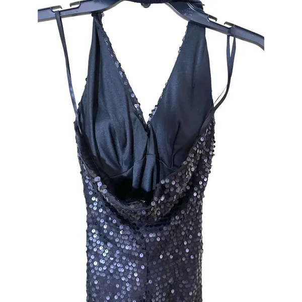 Vintage Frederic’s Of Hollywood Black Sequin Halter Dress Size Small - Image 6
