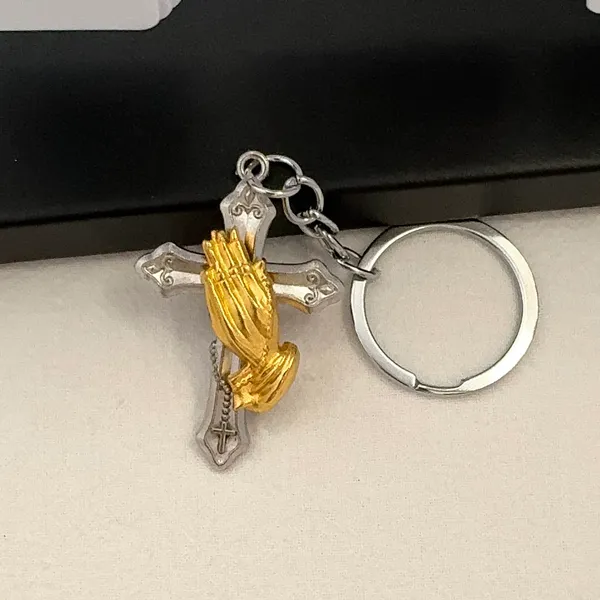 Cross Praying Hands Keychain Charm for Men Women Car Keychain Bag Charm - Image 4