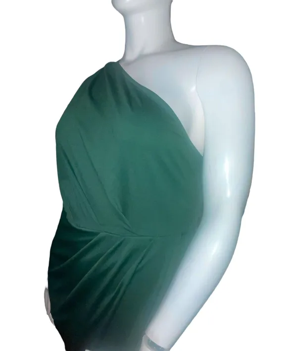 SheIn Dark Green One Shoulder Dress - Image 3