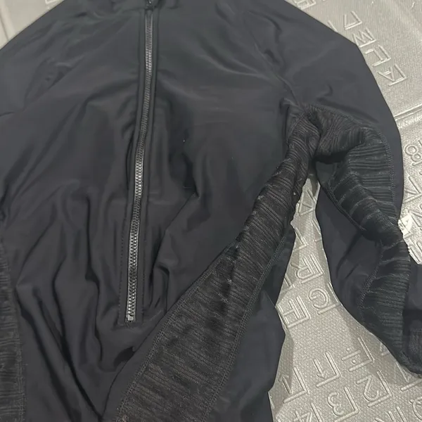 Black Long Sleeve Swimsuit with mesh sides - zip up - UPF 50+ - Image 3