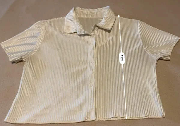 Lyaner Cream Pleated Short Sleeve Button Up Blouse White - Image 4