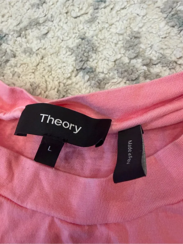 Theory Tiny Tee 2 Relaxed Tee Pink Pima Cotton Size L - Image 4