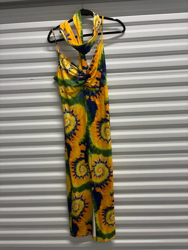 Fun Summer Dress With Spaghetti Strap And Scarf - Image 5