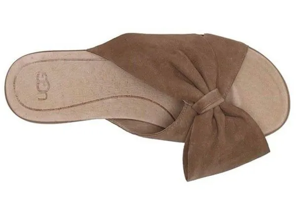 UGG Australia Joan II Chestnut Suede Leather Floppy Bow Platform Sandals 7 - Image 2