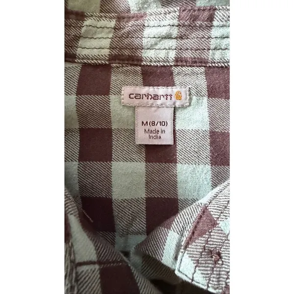 Carhartt Flannel Shirt Size M Blue Plaid Soft Fitted - Image 2