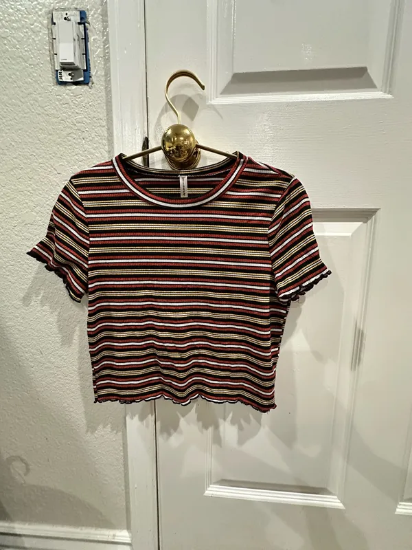 Violet Moon stripped Y2K top. Vintage, retro, Summer night - Image 3