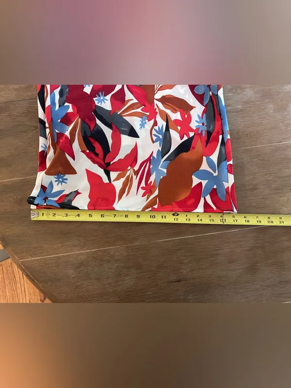 Wide-Leg Palazzo Pants in Red & Blue Floral, size L - Image 8