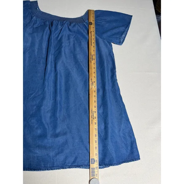 Gap Off-the-Shoulder Denim Chambray Dress size XL Babydoll Dress - Image 5