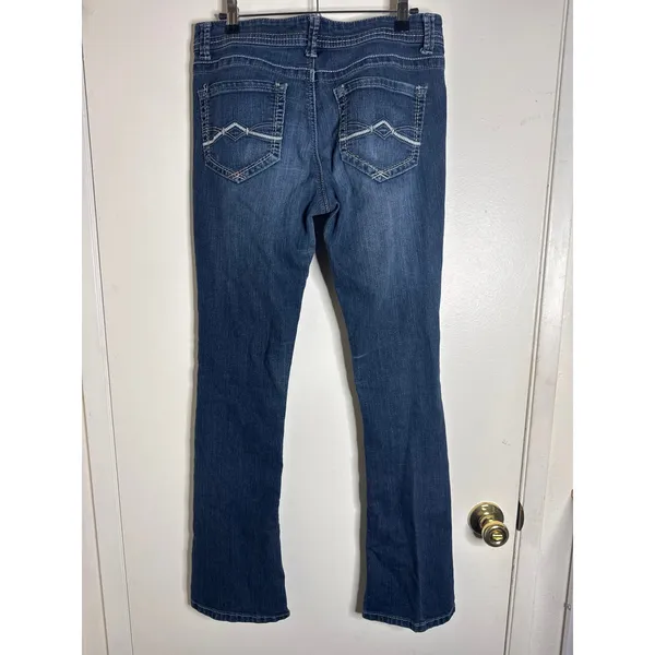 Vintage Y2K Mudd Jeans Size 9 Bootcut Low Rise Medium Dark Wash Denim Flared - Image 4