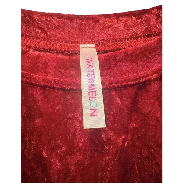 Watermelon Brand Red Velour Sleeveless Christmas Holiday Party Mini Dress M - Image 4