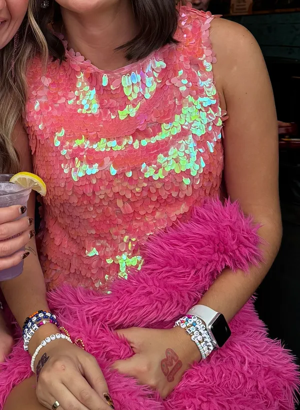 Nasty Gal Baby Pink Sequin Set - Image 4