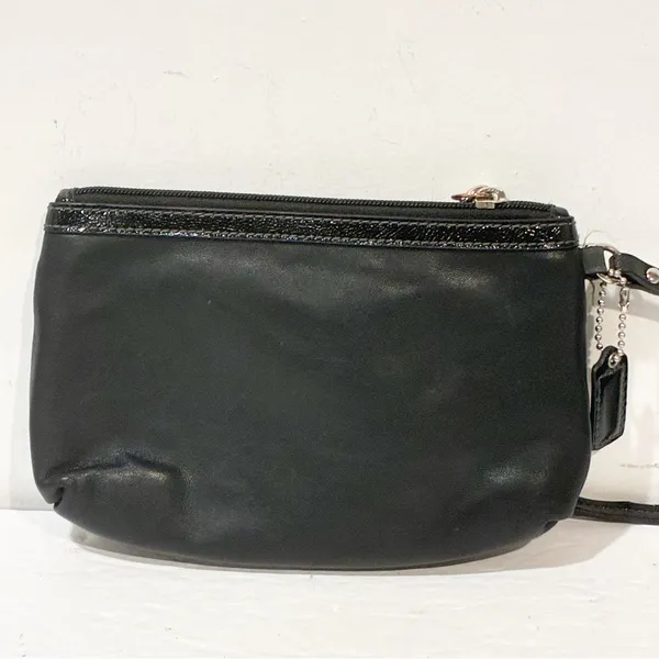 Coach Black Penelope Medium Smooth Leather Wristlet Wallet Card Coin Holder - Image 4