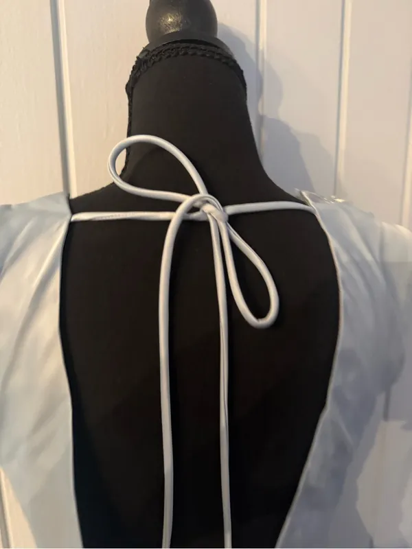 Peppermayo Light Blue Satin Open-Back Mini Dress - Image 2