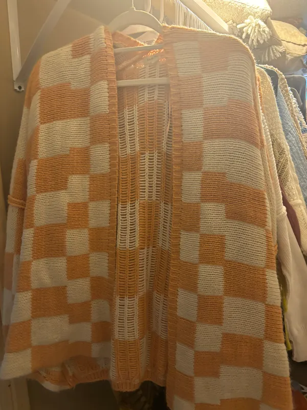 Checked Cardigan Shop Stevie Orange - Image 3