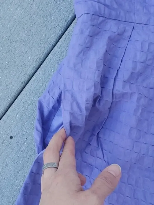 J. Crew Purple Crinkle Pattern Strapless Dress with Pockets - Image 4