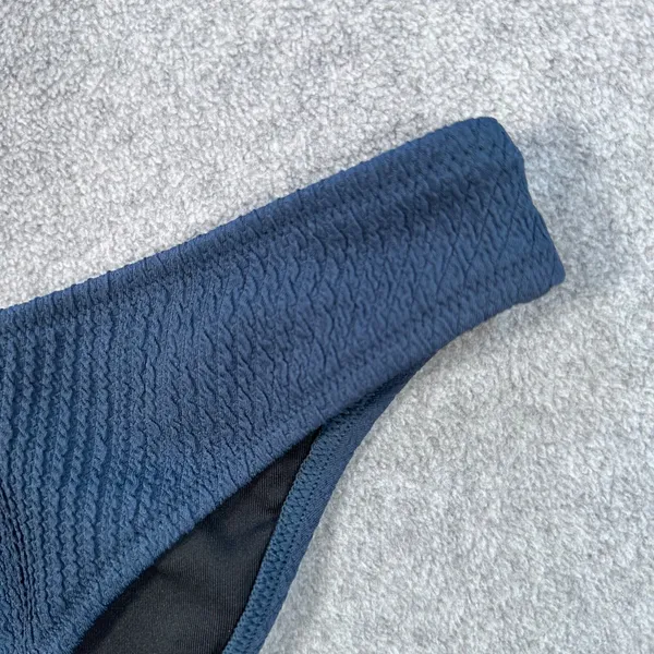 J.Crew Textured Curved Waist Cheeky Bikini Swim Bottom Size Large Blue BC050 New - Image 4