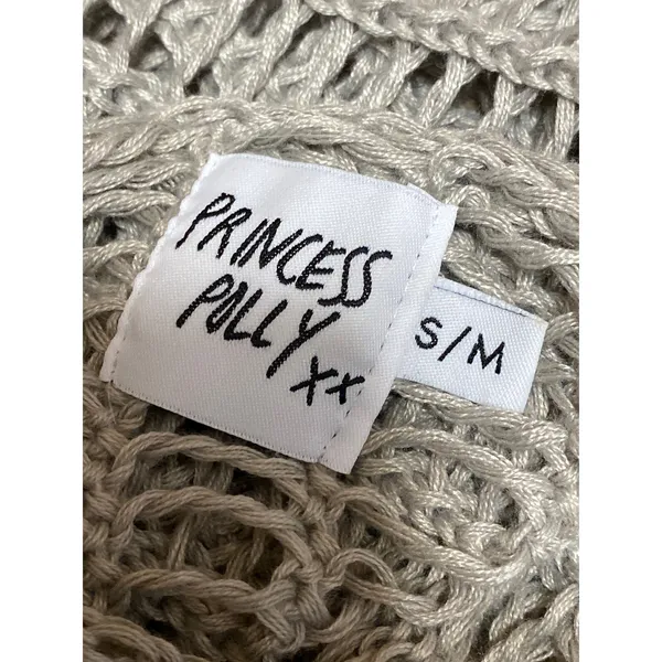 Princess Polly Beige Open Knit Sheer Long Sleeve Layering Cover Up Sweater Top S - Image 5