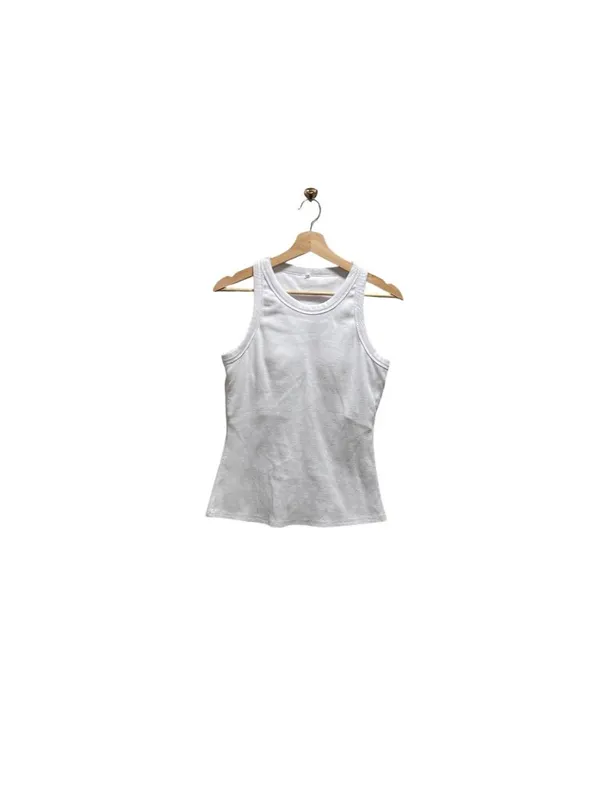 Boutique Built In Bra Ribbed Tank Top White Size XL Minimalist Neutral Summer - Image 2